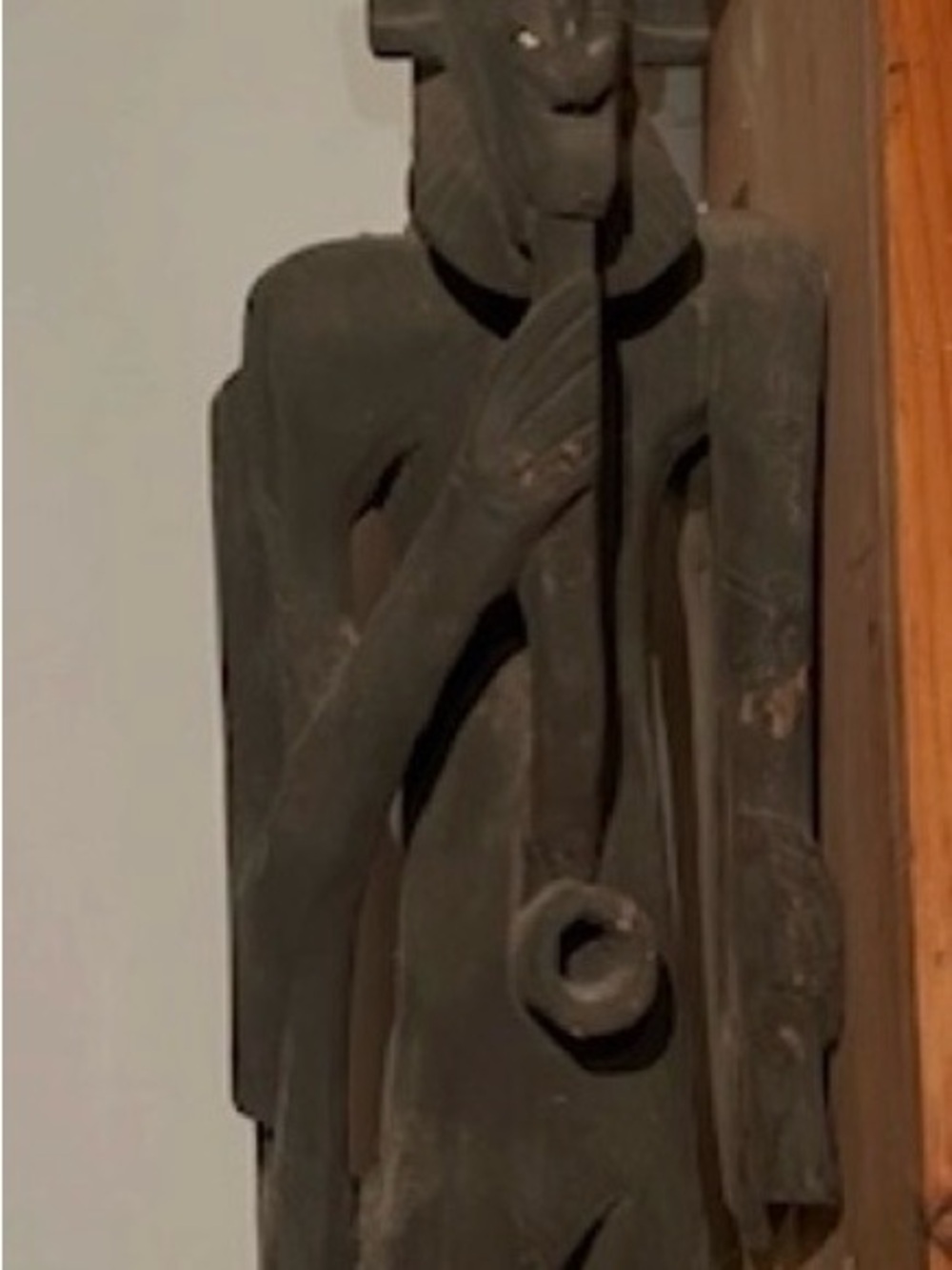 Dark Brown Hand-Carved Wooden Home Art African (Niger 1975) 8x7x37 inches